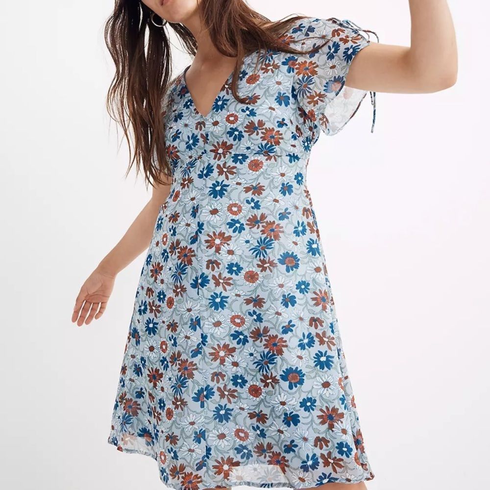 Madewell Open-Back Mini Dress in Wildflower Garden size 2 NWOT